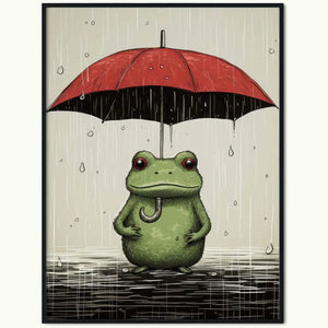 Plakat Żaba pod Czerwonym Parasolem.