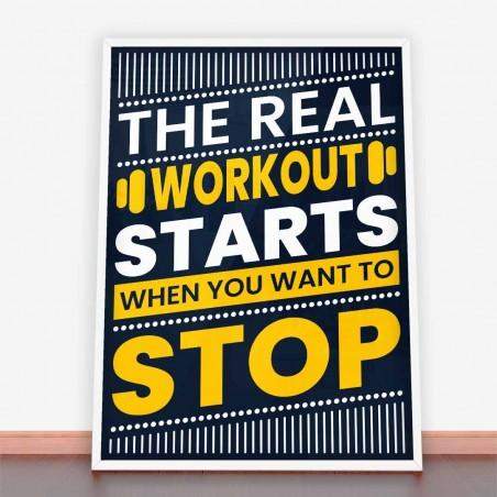 Plakat Prawdziwy Trening Zaczyna Się, Gdy Chcesz Się Zatrzymać