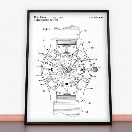 Plakat Patent Zegarek Astronomiczny