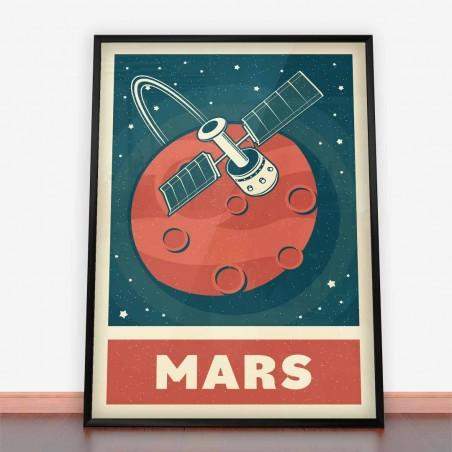 Plakat Mars w stylu retor