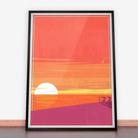 Plakat Artdeco zachód słońca