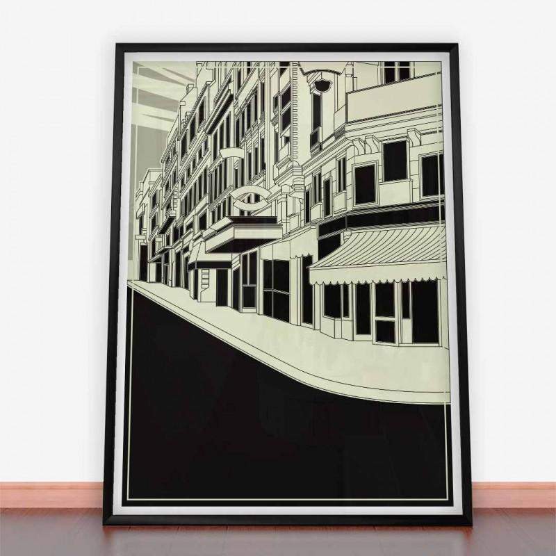 Plakat Artdeco czarno-biała ulica