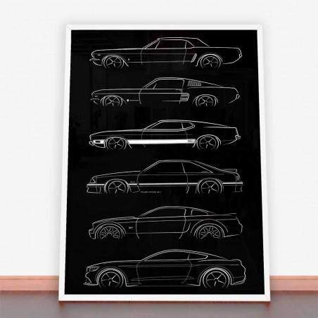 Plakat Ford Mustang Ewolucja