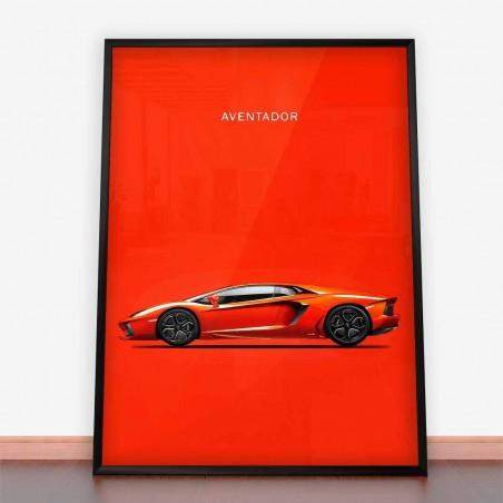 Plakat Lamborghini Aventador, Czerwony