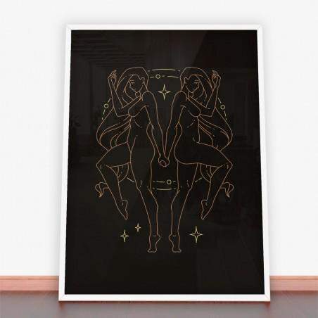 Plakat żeński znak zodiaku bliźnięta