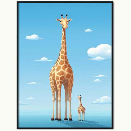 Plakat Żyrafa z Młodą Żyrafą