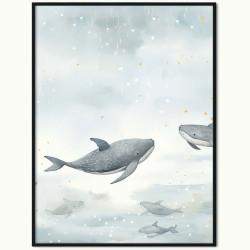Plakat Pływające Wieloryby