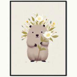 Plakat Wombat i Kwiaty