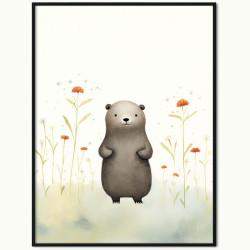 Plakat Wombat wśród Kwiatów