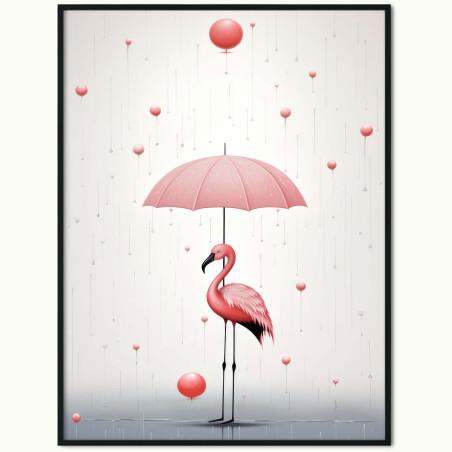 Plakat Różowy Flaming i Balony