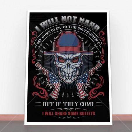 Plakat Skull an Guns