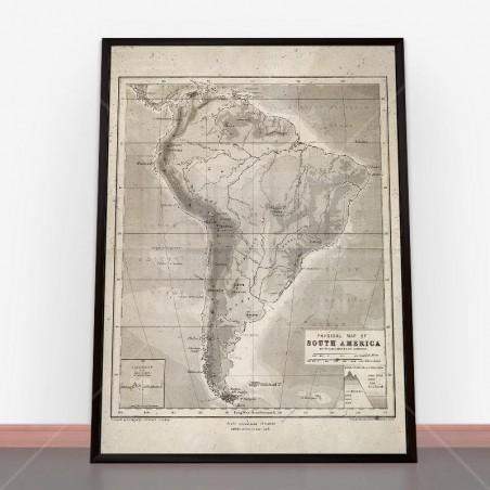 Plakat Mapa Ameryka Południowa (1908 rok)