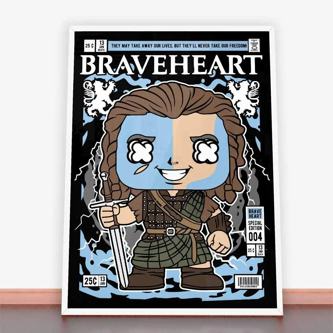 Framed Plakat Braveheart featuring William Wallace comic book art for plakaty młodzieżowe