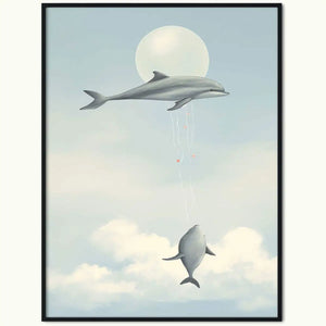 Plakat Delfiny w Chmurach.