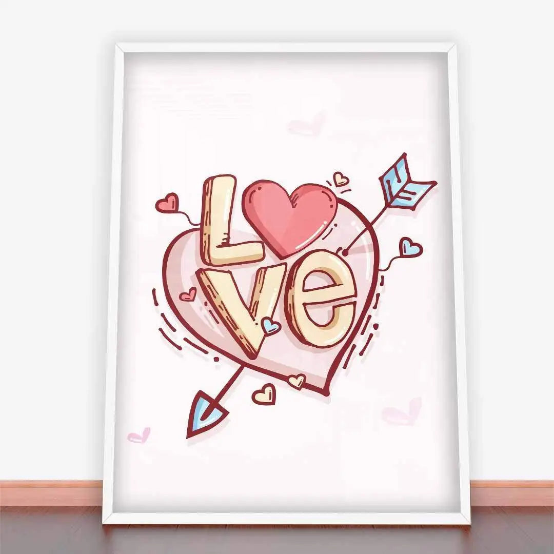 Plakat napis Love na sercu.