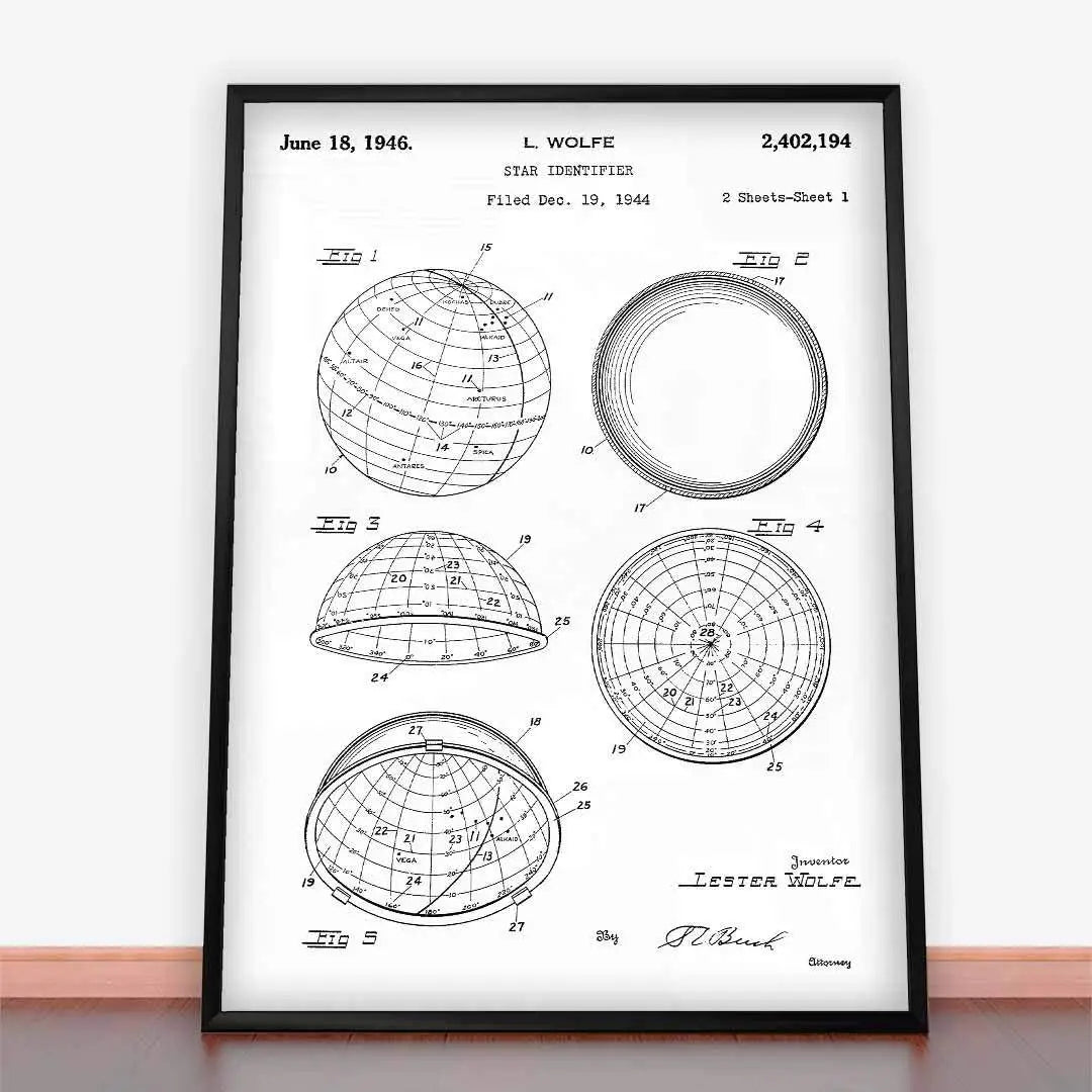 Framed patent drawing of identyfikator gwiazdy for Plakat Patent identyfikator